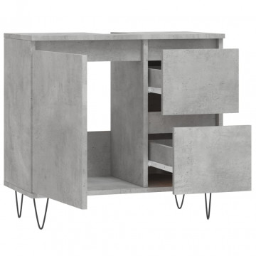 Dulap de baie, gri beton, 65x33x60 cm, lemn prelucrat - Img 4