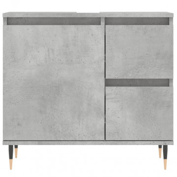 Dulap de baie, gri beton, 65x33x60 cm, lemn prelucrat - Img 8