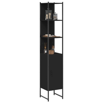Dulap de baie, negru, 33x33x185,5 cm, lemn prelucrat - Img 1