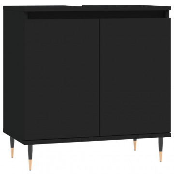 Dulap de baie, negru, 58x33x60 cm, lemn prelucrat - Img 2