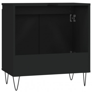 Dulap de baie, negru, 58x33x60 cm, lemn prelucrat - Img 6