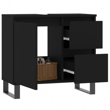 Dulap de baie, negru, 65x33x60 cm, lemn prelucrat - Img 3