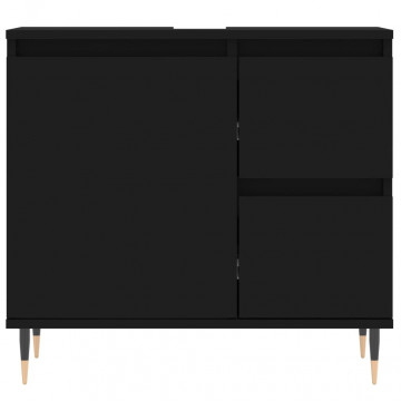 Dulap de baie, negru, 65x33x60 cm, lemn prelucrat - Img 8