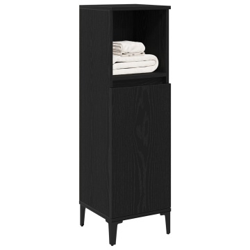 Dulap de baie Negru Stejar 30x30x100 cm Lemn prelucrat - Img 3
