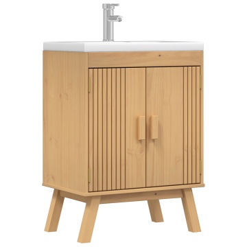 Dulap de bază pentru chiuvetă 114x43x73,5 cm Lemn masiv de pin - Img 3