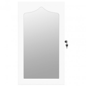Dulap de bijuterii cu oglindă de perete, alb, 37,5x10x67 cm - Img 4
