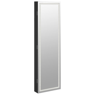 Dulap de bijuterii cu oglindă și lumini LED, de perete, negru - Img 8