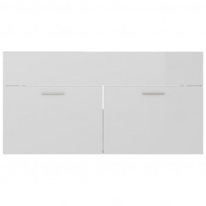 Dulap de chiuvetă, alb extralucios, 90x38,5x46 cm, PAL - Img 8