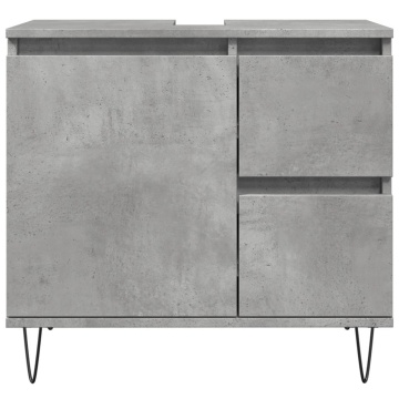 Dulap de chiuvetă baie, gri beton, 65x33x60 cm, lemn prelucrat - Img 4