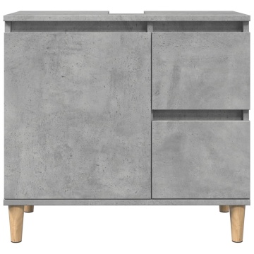 Dulap de chiuvetă, gri beton, 65x33x60 cm, lemn prelucrat - Img 4