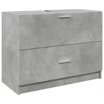 Dulap de chiuvetă, gri beton, 78x37x59 cm, lemn prelucrat - Img 2
