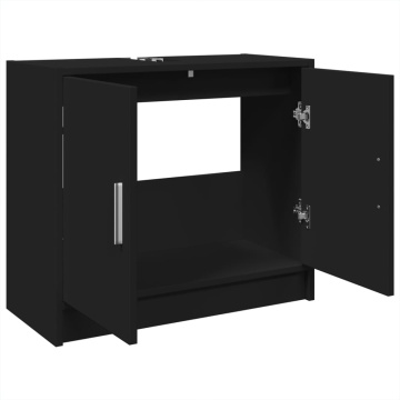 Dulap de chiuvetă, negru, 63x29x55 cm, lemn prelucrat - Img 8