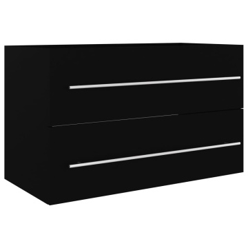 Dulap de chiuvetă, negru, 80x38,5x48 cm, PAL - Img 2