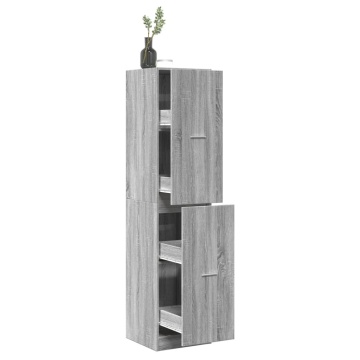 Dulap de farmacie, sonoma gri, 40x41x174,5 cm, lemn prelucrat - Img 1