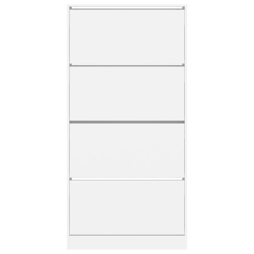 Dulap de pantofi cu 4 sertare rabatabile, alb, 80x21x163,5 cm - Img 5