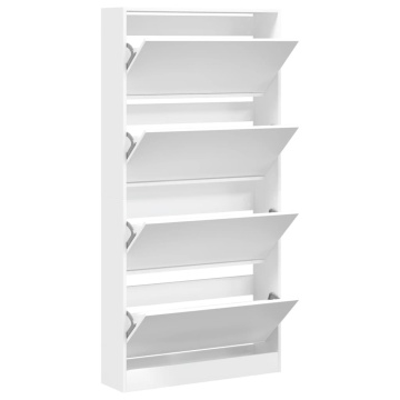 Dulap de pantofi cu 4 sertare rabatabile, alb, 80x21x163,5 cm - Img 8
