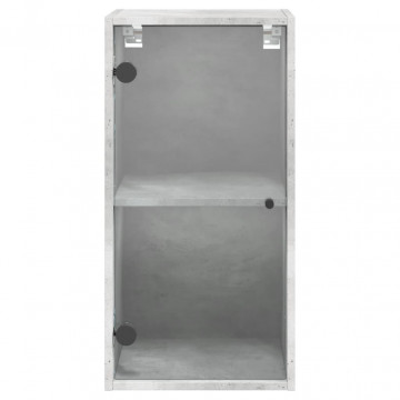 Dulap de perete cu uși din sticlă, gri beton, 35x37x68,5 cm - Img 5