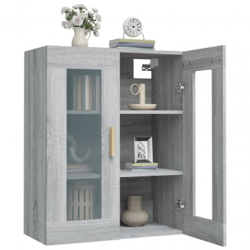 Dulap de perete suspendat, gri sonoma, 69,5x34x90 cm - Img 6