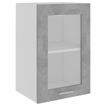 Dulap de sticlă suspendat gri beton 40x31x60 cm lemn prelucrat - Img 2