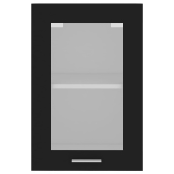 Dulap de sticlă suspendat, negru, 40x31x60 cm, lemn prelucrat - Img 6