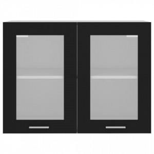Dulap de sticlă suspendat, negru, 80 x 31 x 60 cm, PAL - Img 5