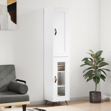 Dulap înalt, alb extralucios, 34,5x34x180 cm, lemn prelucrat - Img 1