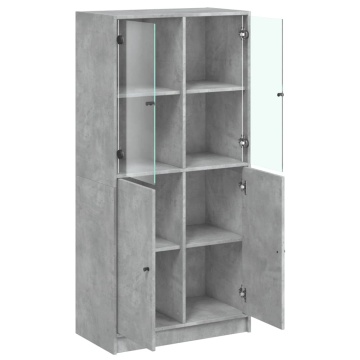 Dulap înalt cu uși, gri beton, 68x37x142 cm, lemn compozit - Img 5