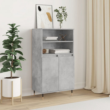 Dulap înalt, gri beton, 60x36x110 cm, lemn compozit - Img 1
