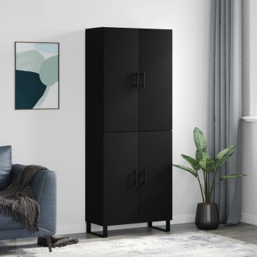 Dulap înalt, negru, 69,5x34x180 cm, lemn compozit - Img 1
