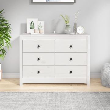 Dulap lateral, alb, 100x40x72 cm, lemn masiv de pin - Img 1