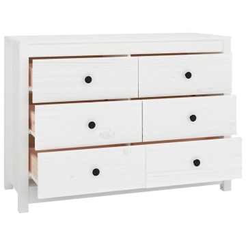 Dulap lateral, alb, 100x40x72 cm, lemn masiv de pin - Img 3