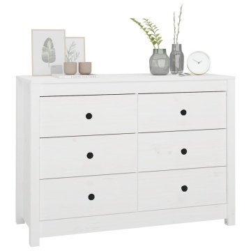 Dulap lateral, alb, 100x40x72 cm, lemn masiv de pin - Img 7