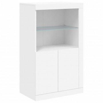 Dulap lateral cu lumini LED, alb, lemn prelucrat - Img 3