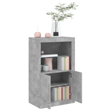 Dulap lateral cu lumini LED, gri beton, lemn prelucrat - Img 8