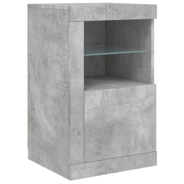 Dulap lateral cu lumini LED, gri beton, lemn prelucrat - Img 3