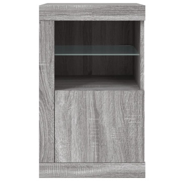 Dulap lateral cu lumini LED, gri sonoma, lemn prelucrat - Img 6