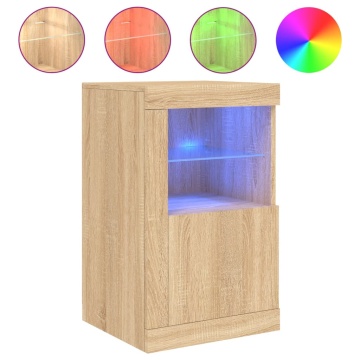 Dulap lateral cu lumini LED, stejar sonoma, lemn prelucrat - Img 2