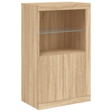 Dulap lateral cu lumini LED, stejar sonoma, lemn prelucrat - Img 3