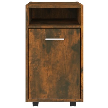Dulap lateral cu roți stejar afumat 33x38x60 cm lemn prelucrat - Img 3
