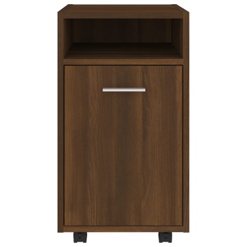 Dulap lateral cu roți stejar maro 33x38x60 cm lemn prelucrat - Img 3