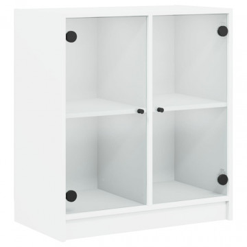 Dulap lateral cu uși din sticlă, alb, 68x37x75,5 cm - Img 2