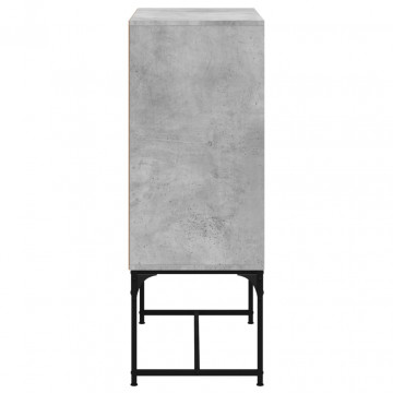 Dulap lateral cu uși din sticlă, gri beton, 69x37x100 cm - Img 6