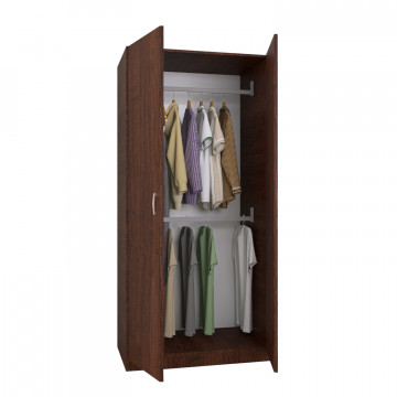 Dulap Mirco cu Bara Haine 200x80x50 cm, Culoare Wenge, Material PAL 18mm - Img 2