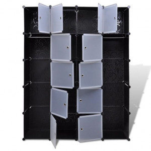 Dulap modular 14 compartimente alb și negru 37 x 146 x 180,5 cm - Img 4