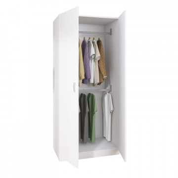 Dulap Niro cu Bara Haine 200x60x50 cm, Culoare Alb, Material PAL 18mm - Img 2