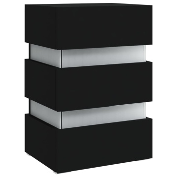 Dulap noptieră, cu LED, negru, 45x35x67 cm, lemn prelucrat - Img 4