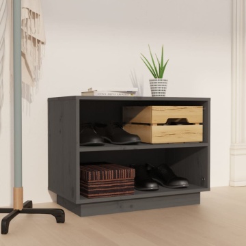 Dulap pantofi, gri, 60x34x45 cm, lemn masiv de pin - Img 1
