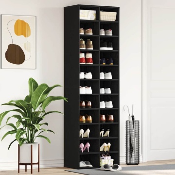 Dulap Pantofi Stejar Negru 54x34x183 cm Lemn prelucrat - Img 1