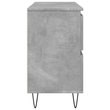 Dulap pentru baie, gri beton, 80x33x60 cm, lemn compozit - Img 8