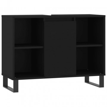 Dulap pentru baie, negru, 80x33x60 cm, lemn compozit - Img 2